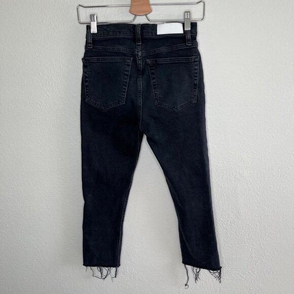 Re/Done Originals Black High Rise Ankle Crop Denim Jeans Size 25 - Picture 4 of 12